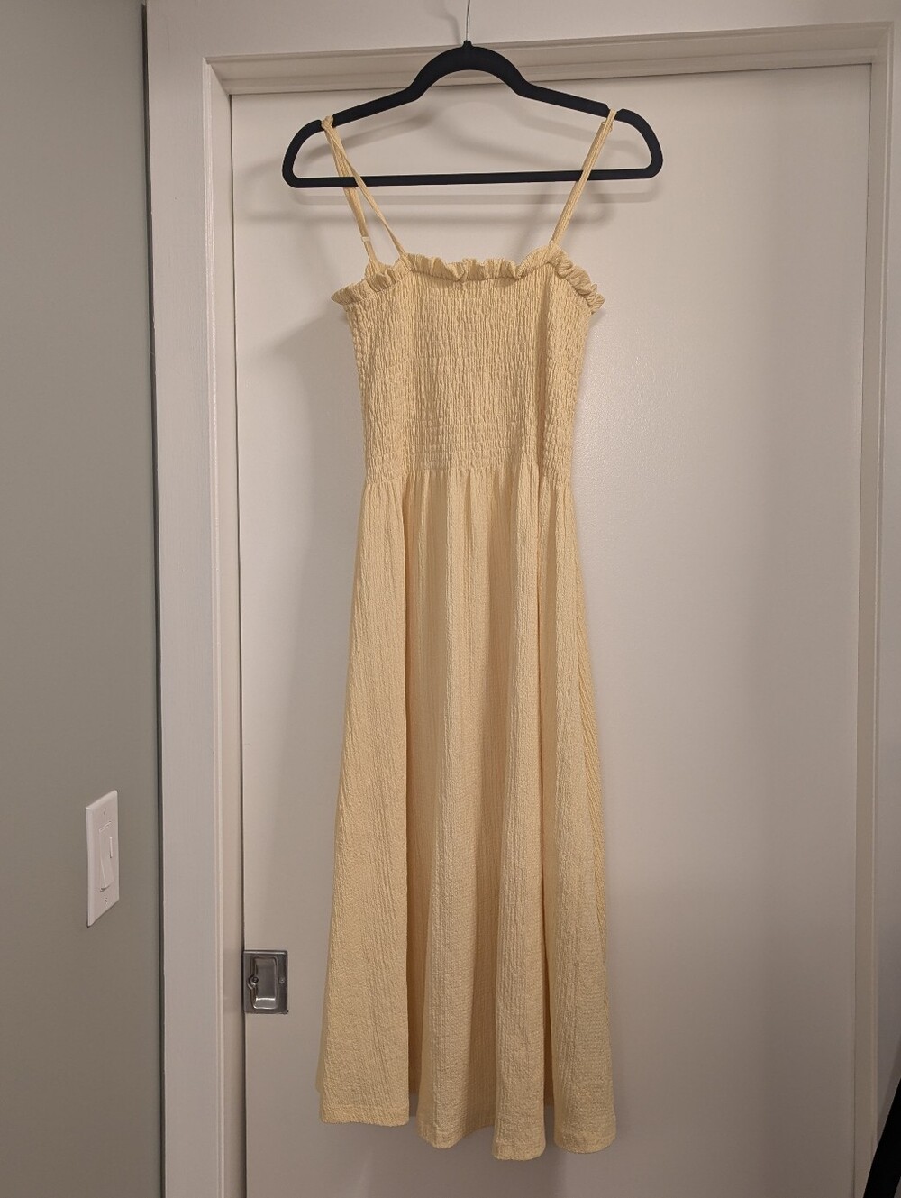 H&M Pale Yellow Smocked Maxi Dress